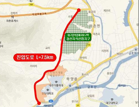 지식산업지구 진입도로 정부 예타 통과 하양~와촌 7.5..