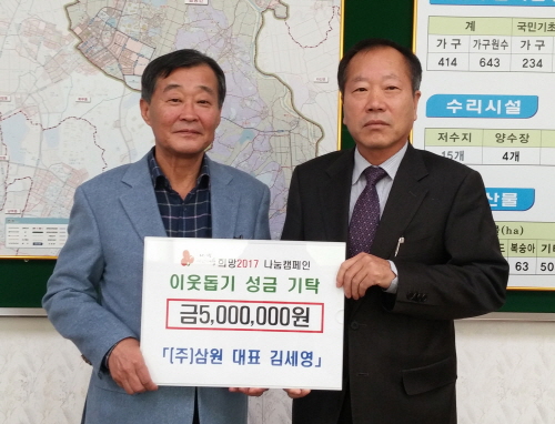 (주)삼원, 변함없는 이웃사랑 올해도 압량면사무소에 성..