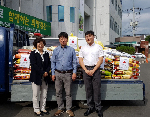 경산 이전 덕우건설, 사랑의 쌀 기탁  축하화환 대신 ..