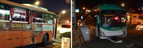 자인에서 시내버스-트럭 추돌해 12명 부상
