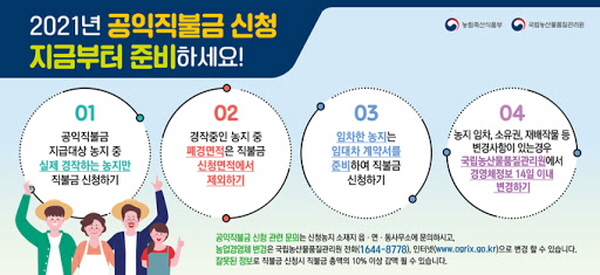 2021년도 ‘기본형 공익직불제’ 신청 접수