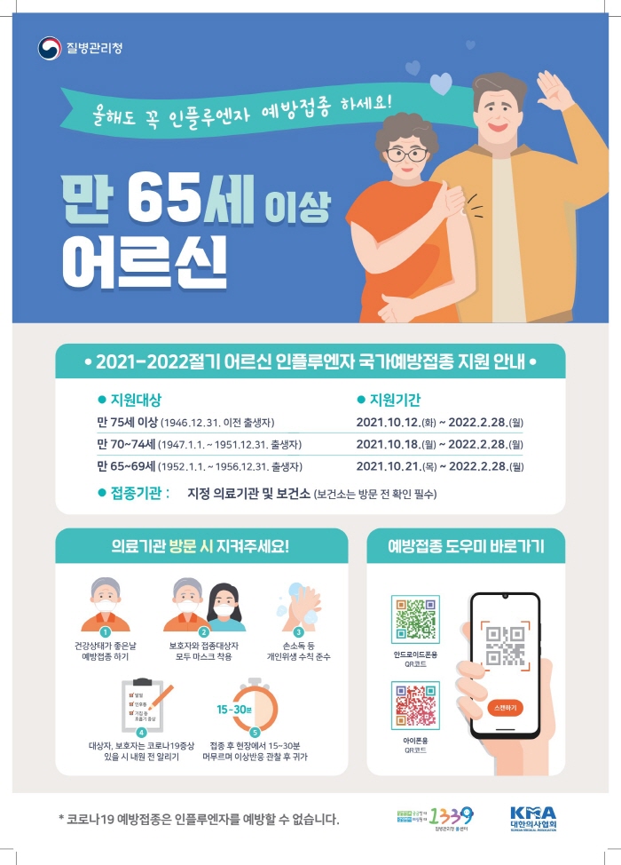 인플루엔자 4가 백신 무료예방접종 실시