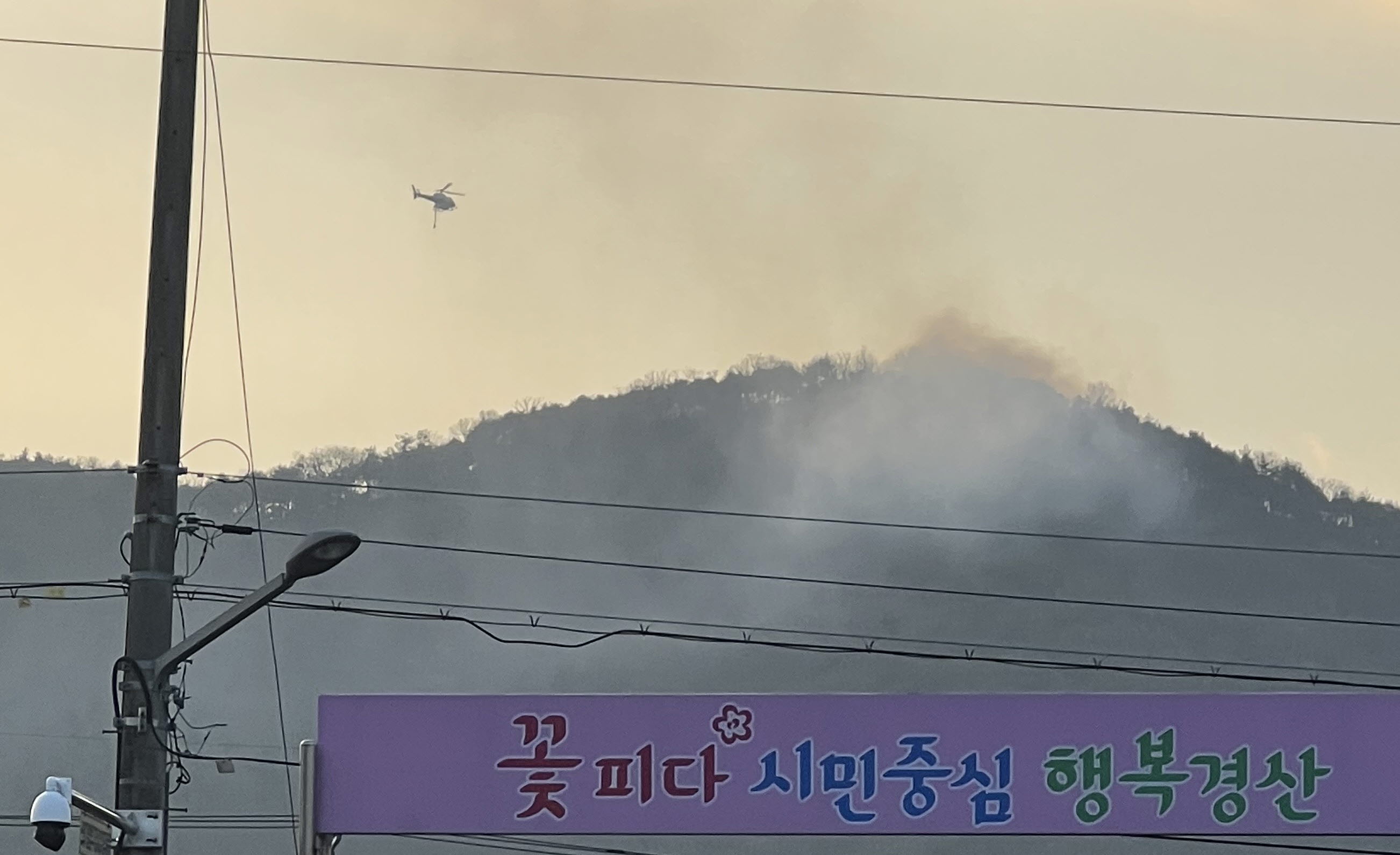 오늘 아침, 남천면 야산에서 산불 발생 