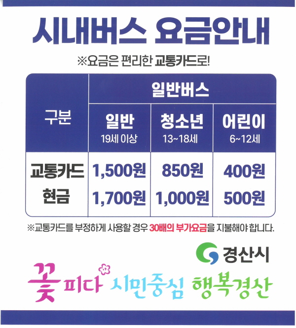 경산, 7년 만에 시내버스 요금 인상