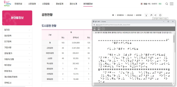 시청 홈페이지, 전자점자 서비스 도입