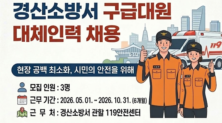경산소방서, 119대원 대체인력 공개 모집